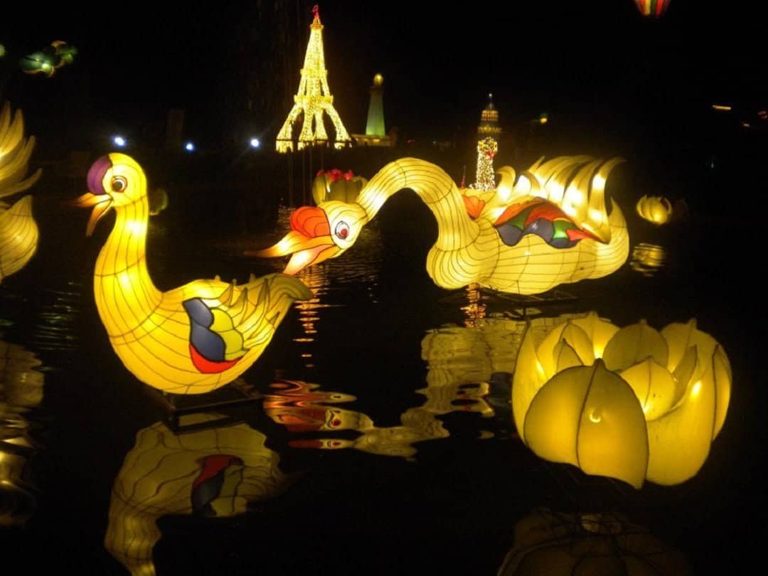 Keindahan lampion garden saat malam hari di BNS (Sumber jangki.wordpress.com)