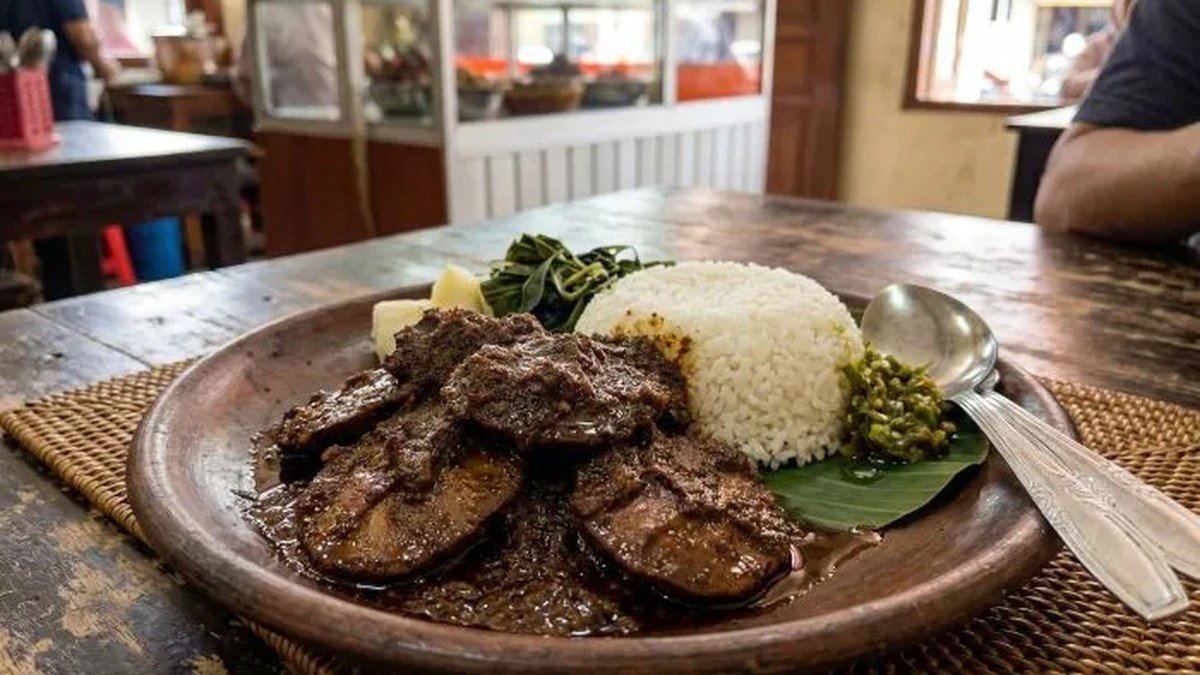 Rendang jengkol Uni Tuti kemasan oleh-oleh khas Padang dengan bumbu rendang meresap